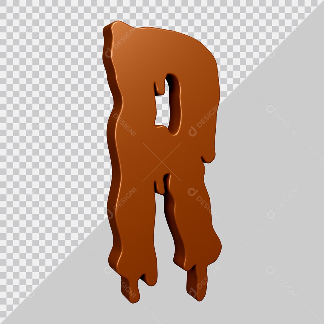 Elemento 3D Para Composição Letra R Textura De Chocolate PSD