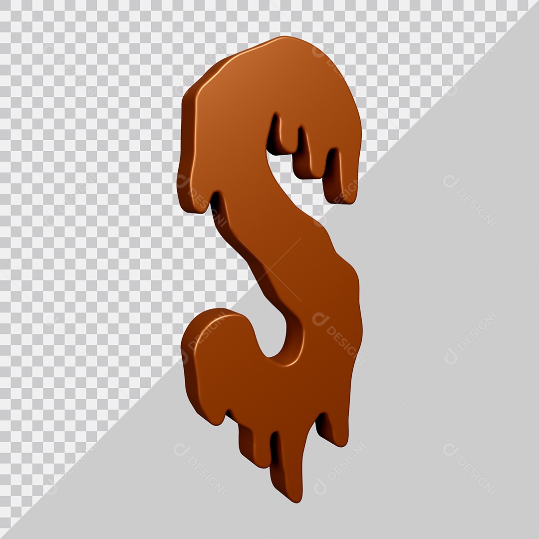 Elemento 3D Para Composição Letra S Textura De Chocolate PSD