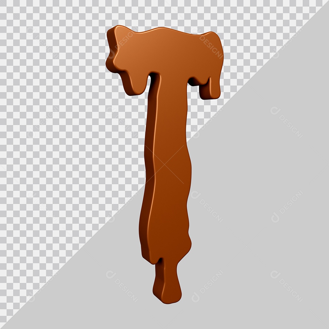 Elemento 3D Para Composição Letra T Textura De Chocolate PSD