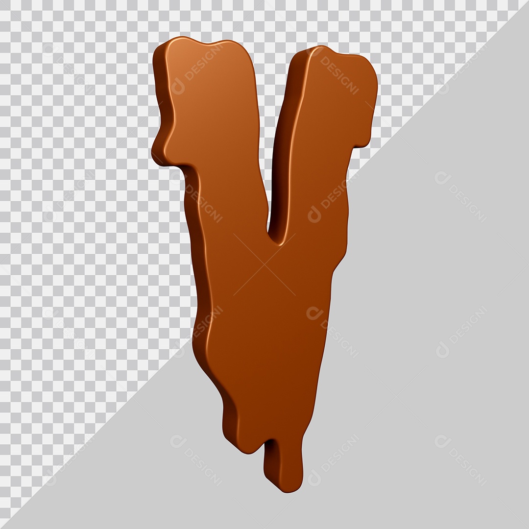 Elemento 3D Para Composição Letra V Textura De Chocolate PSD