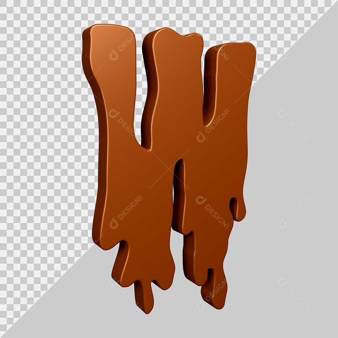 Elemento 3D Para Composição Letra W Textura De Chocolate PSD
