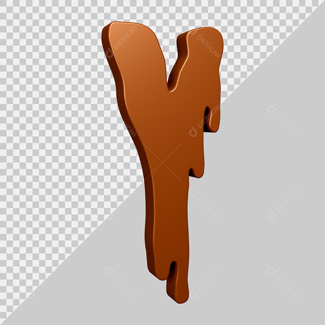 Elemento 3D Para Composição Letra Y Textura De Chocolate PSD