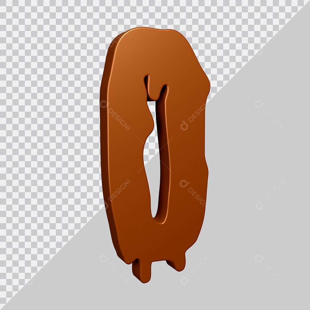 Elemento 3D Para Composição Número 0 Textura De Chocolate PSD