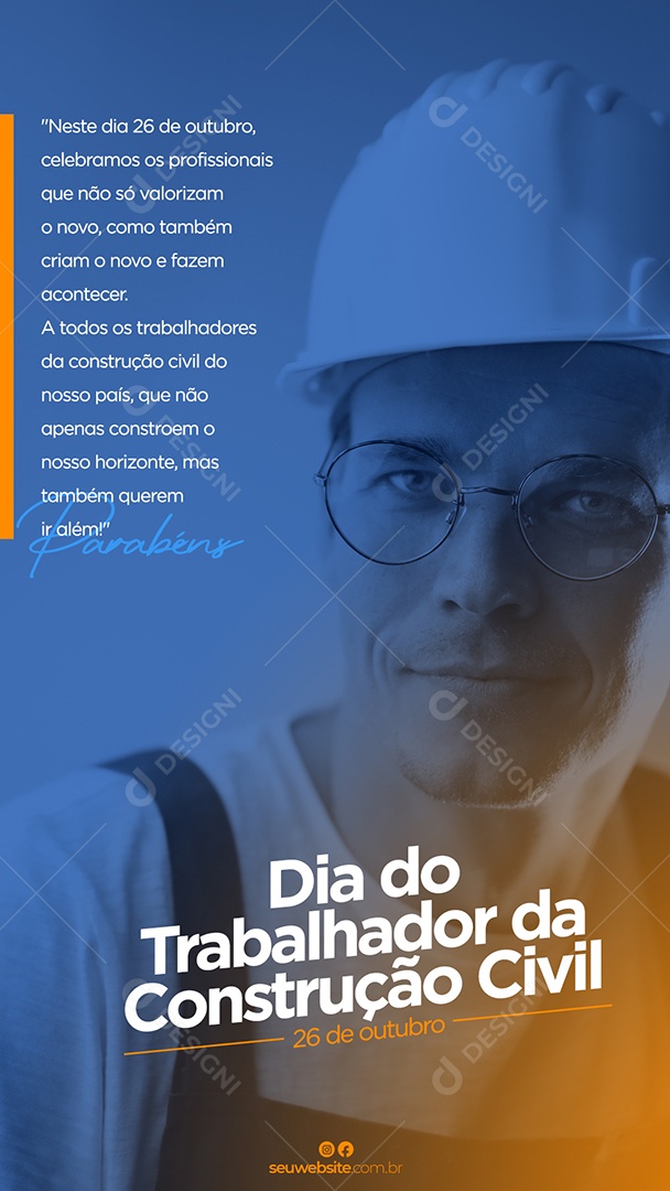 Story Celebramos os Profissionais Dia do Trabalhador da Construção Civil Social Media PSD Editável