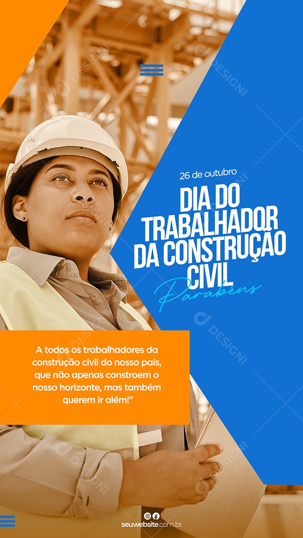 Story Parabéns A Todos os Trabalhadores Dia do Trabalhador da Construção Civil Social Media PSD Editável