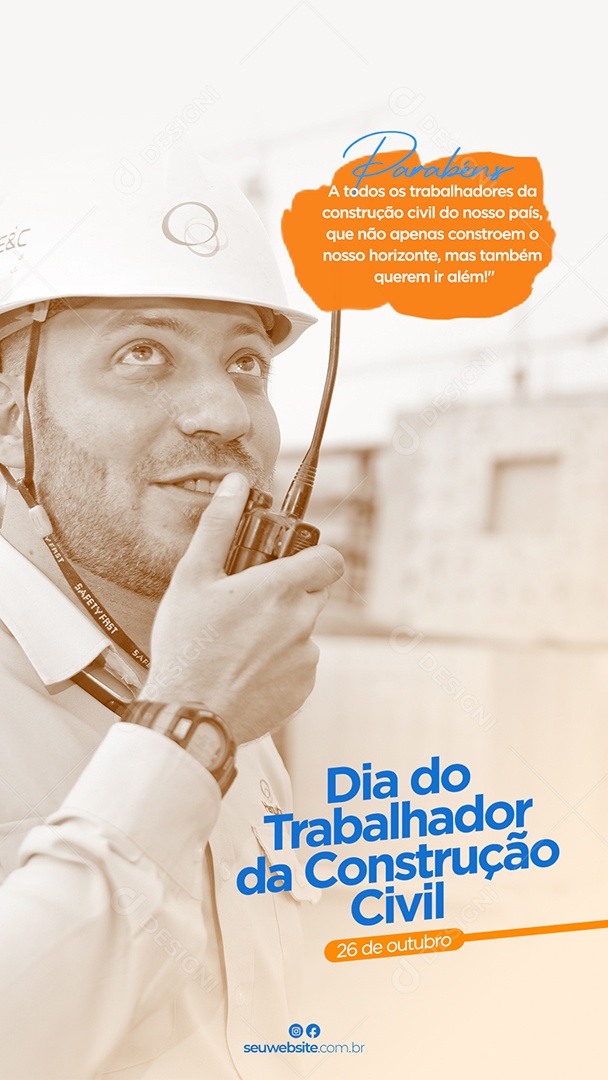 Story Parabéns a Todos Dia do Trabalhador da Construção Social Media PSD Editável