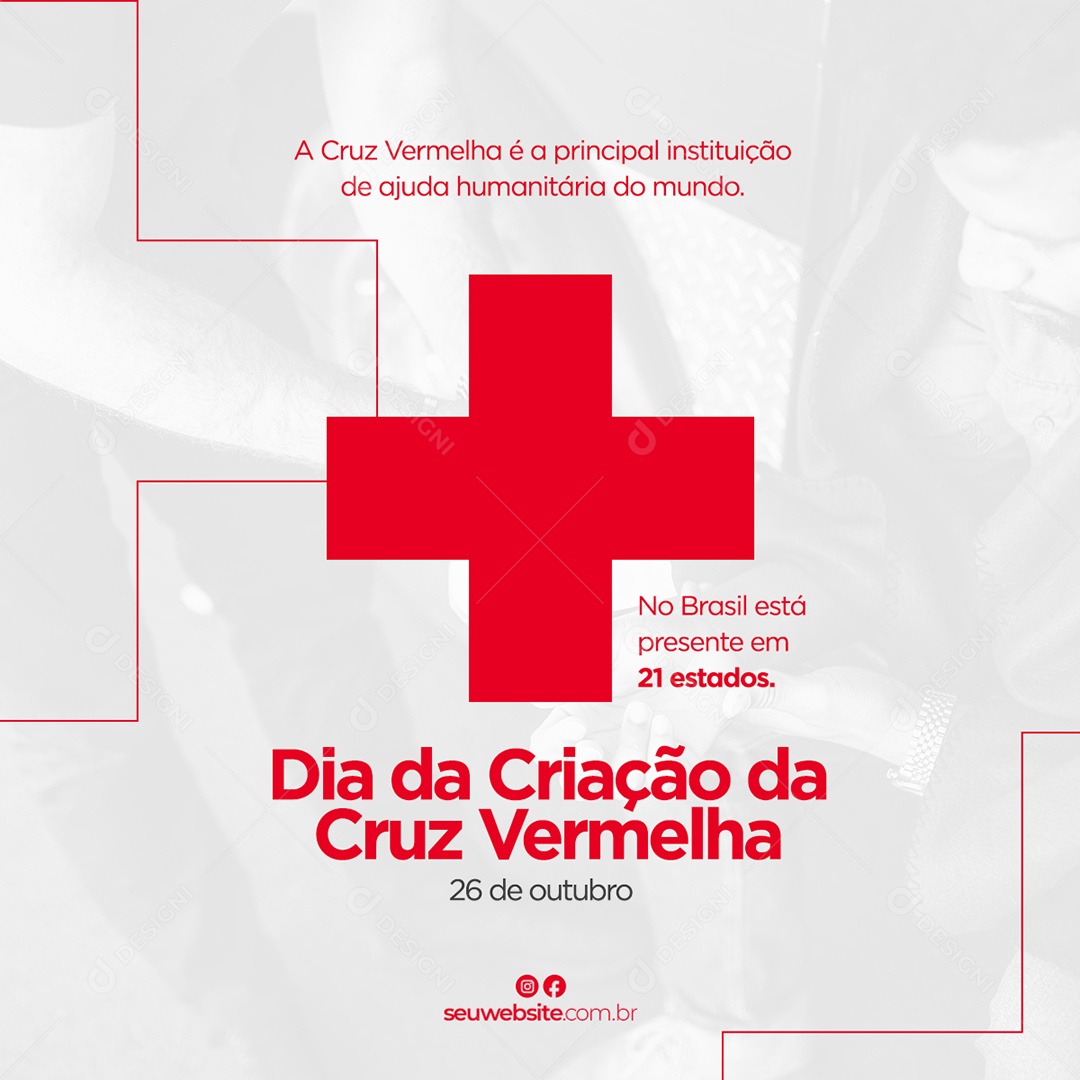 Dia da Cruz Vermelha 26 de Outubro Social Media PSD Editável