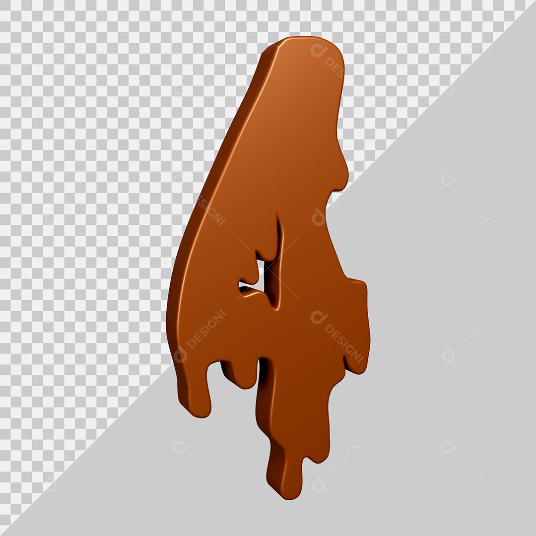 Elemento 3D Para Composição Número 4 Textura De Chocolate PSD