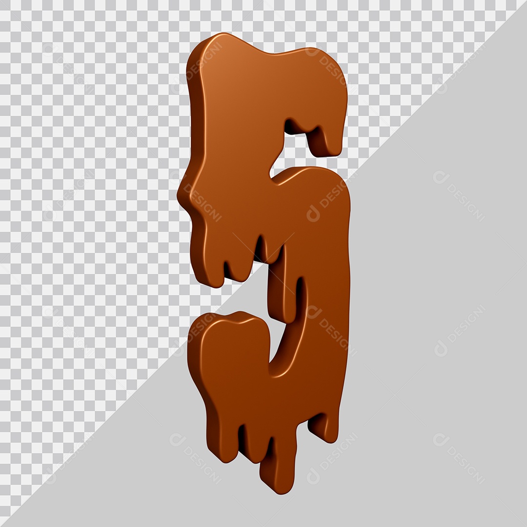 Elemento 3D Para Composição Número 5 Textura De Chocolate PSD