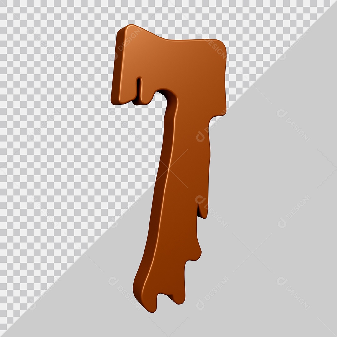 Elemento 3D Para Composição Número 7 Textura De Chocolate PSD