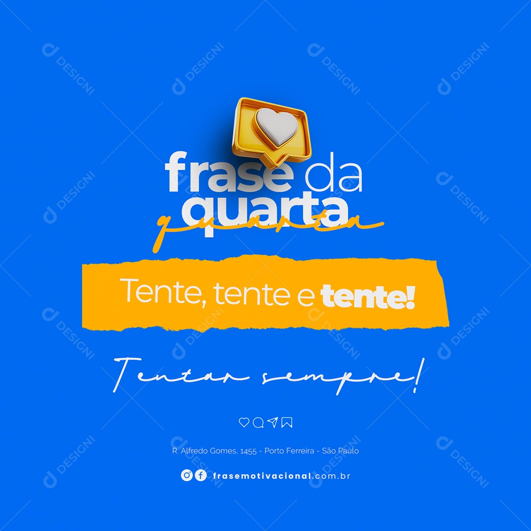 Tente Tente e Tente Frase Motivacional Social Media PSD Editável