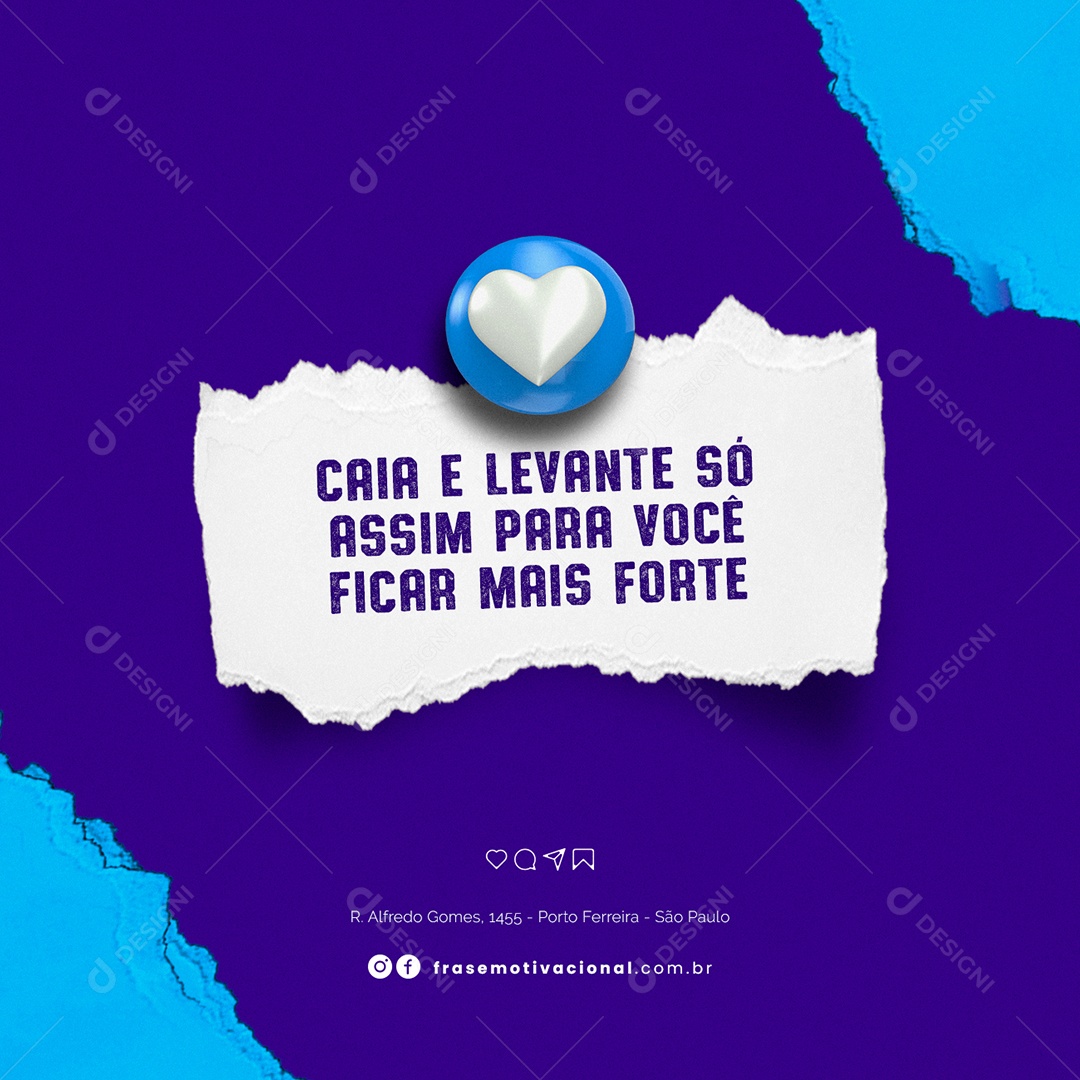 Cria e Levante Só Assim Para Você Ficar Mais Forte Frase Motivacional Social Media PSD Editável