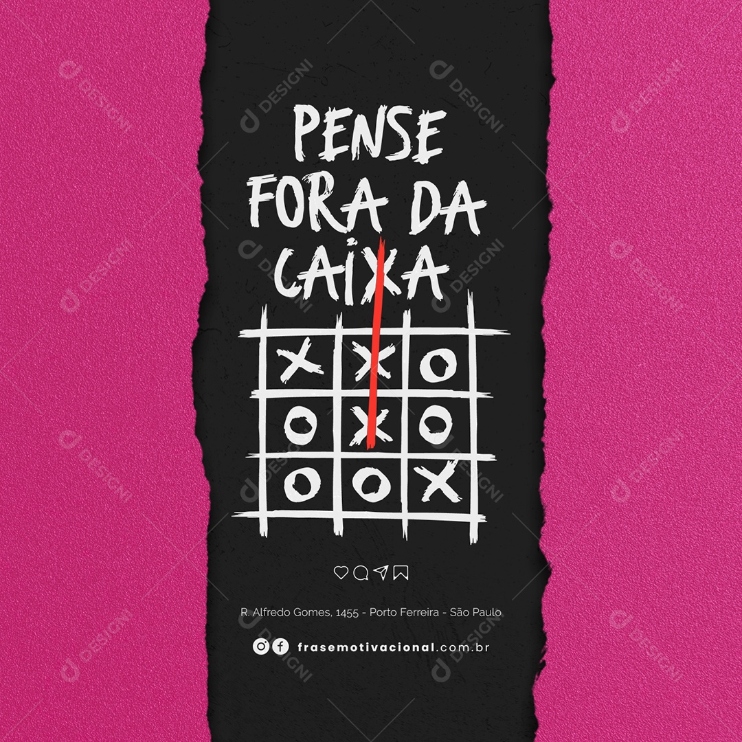 Pense Fora da Caixa Frase Motivacional Social Media PSD Editável