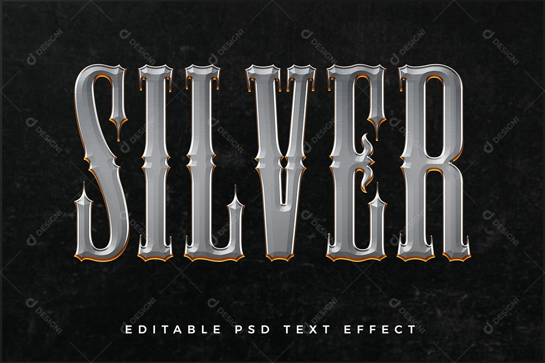 Efeito de Texto 3D Silver PSD Editável
