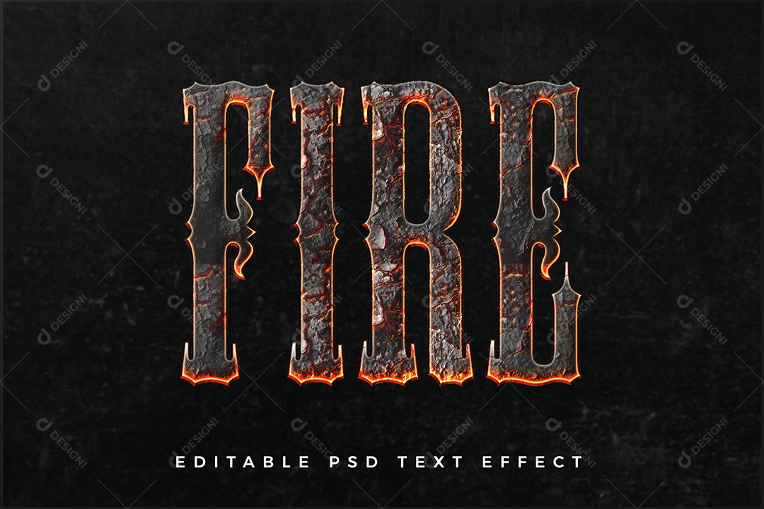 Efeito de Texto 3D Fire PSD Editável