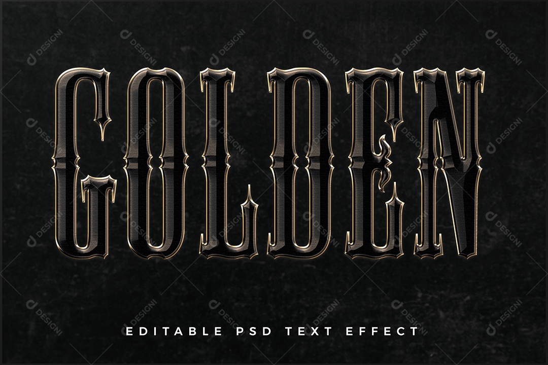Efeito de Texto 3D Golden PSD Editável