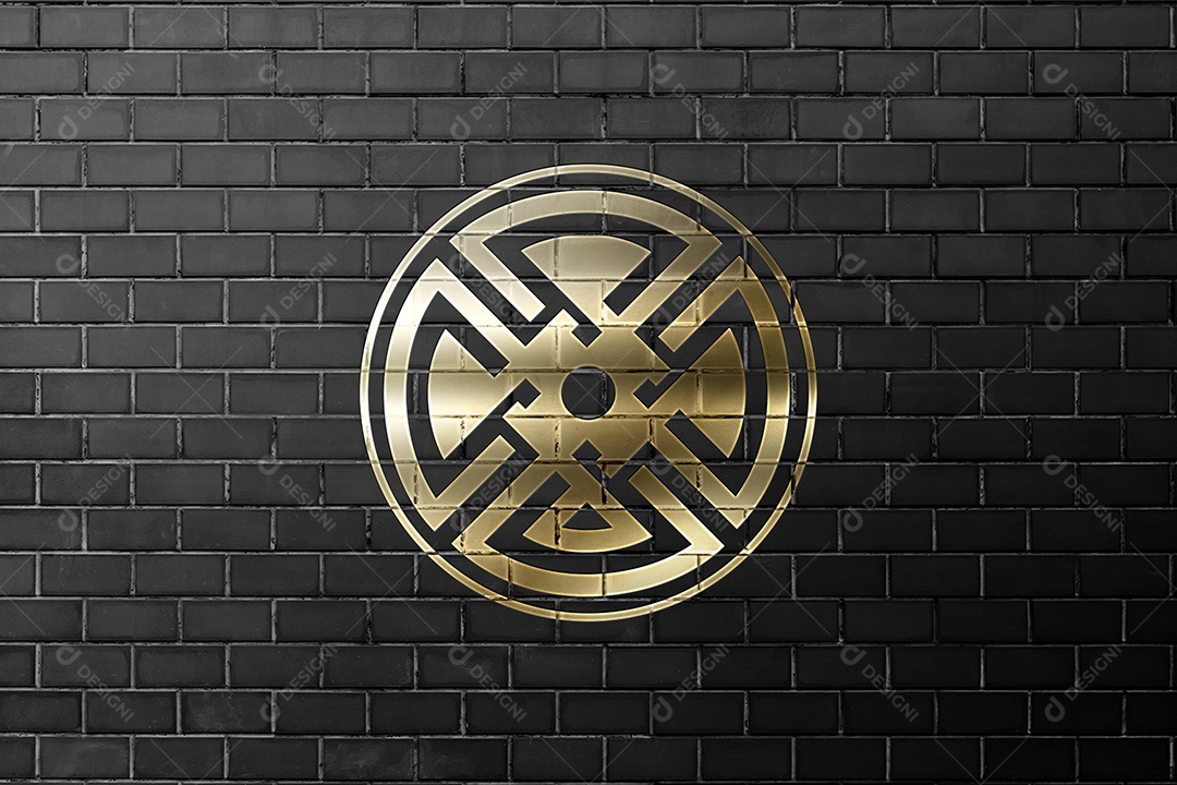 Logo Dourada Mockup Efeito 3D PSD