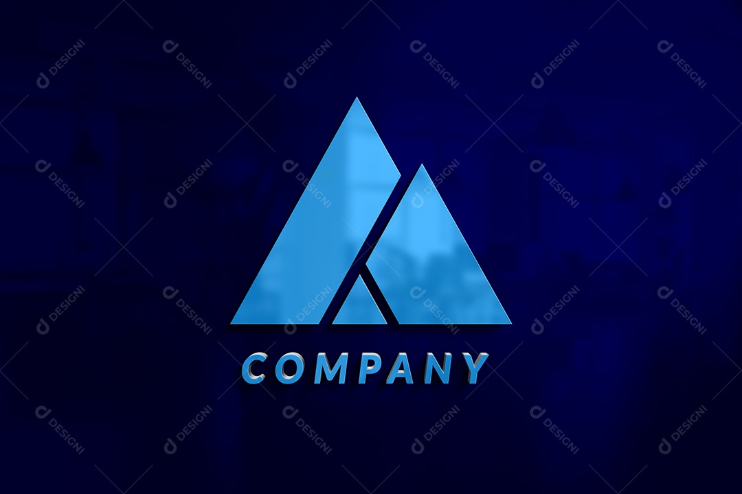 Logo Mockup Em Fundo Azul Efeito 3D PSD
