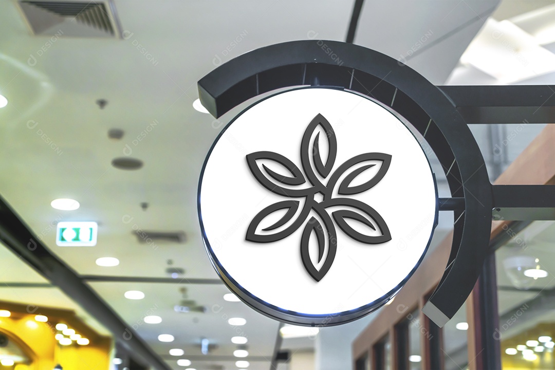 Logo Mockup Placa Efeito 3D PSD