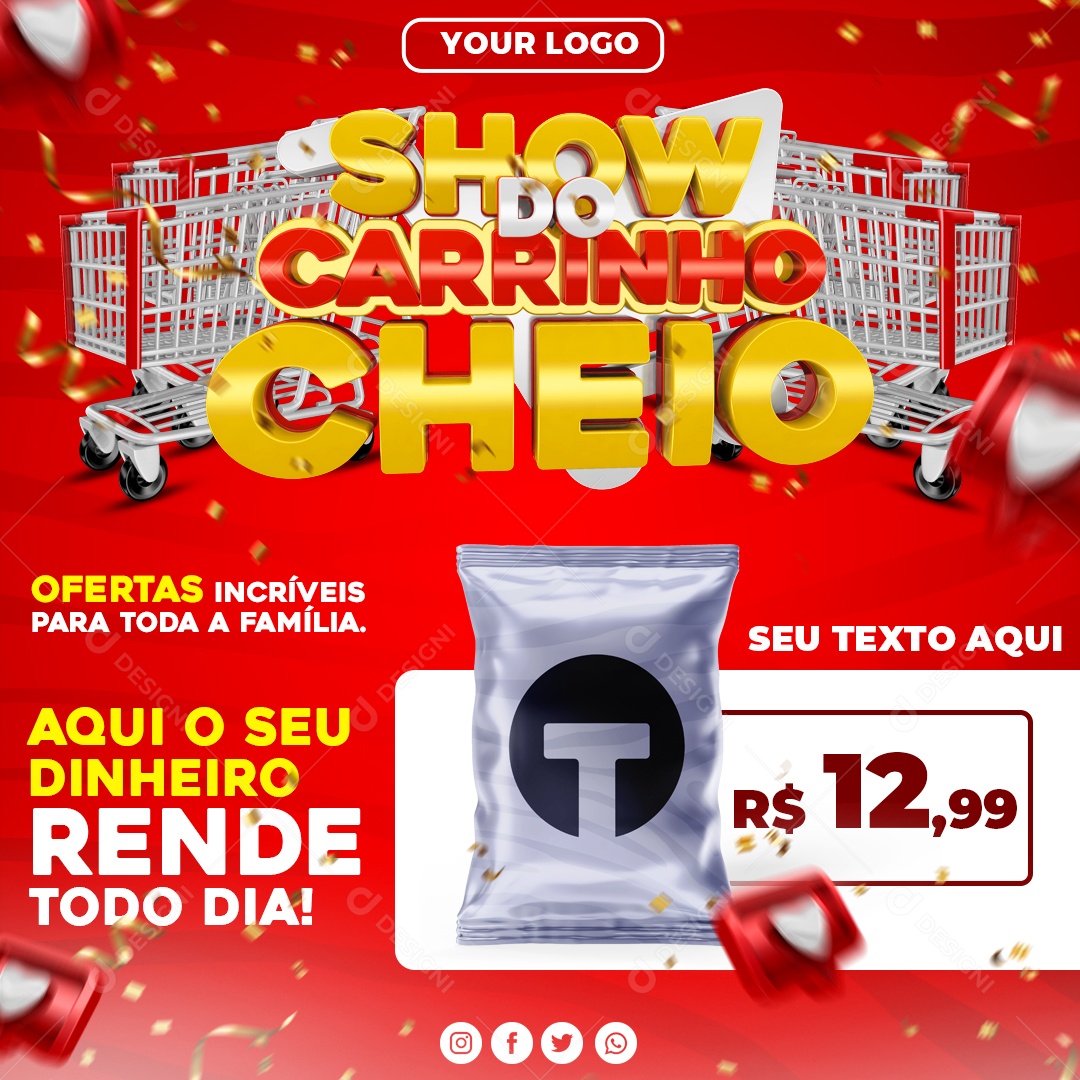 Show Do Carrinho Cheio Promoções Social Media PSD Editável