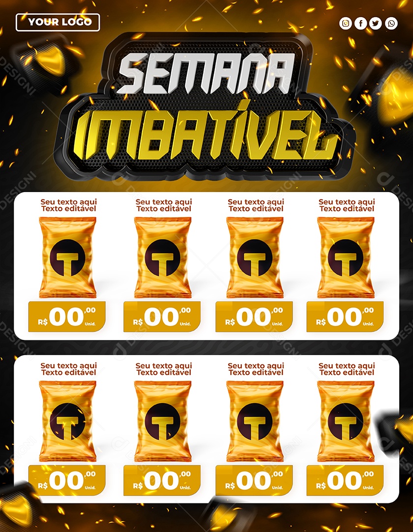 Encarte Semana Imbatível Venha Aproveitar Social Media PSD Editável