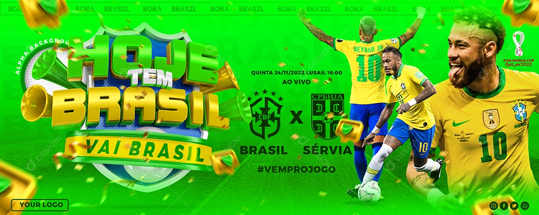 Hoje Tem Brasil Copa Do Mundo Social Media PSD Editável