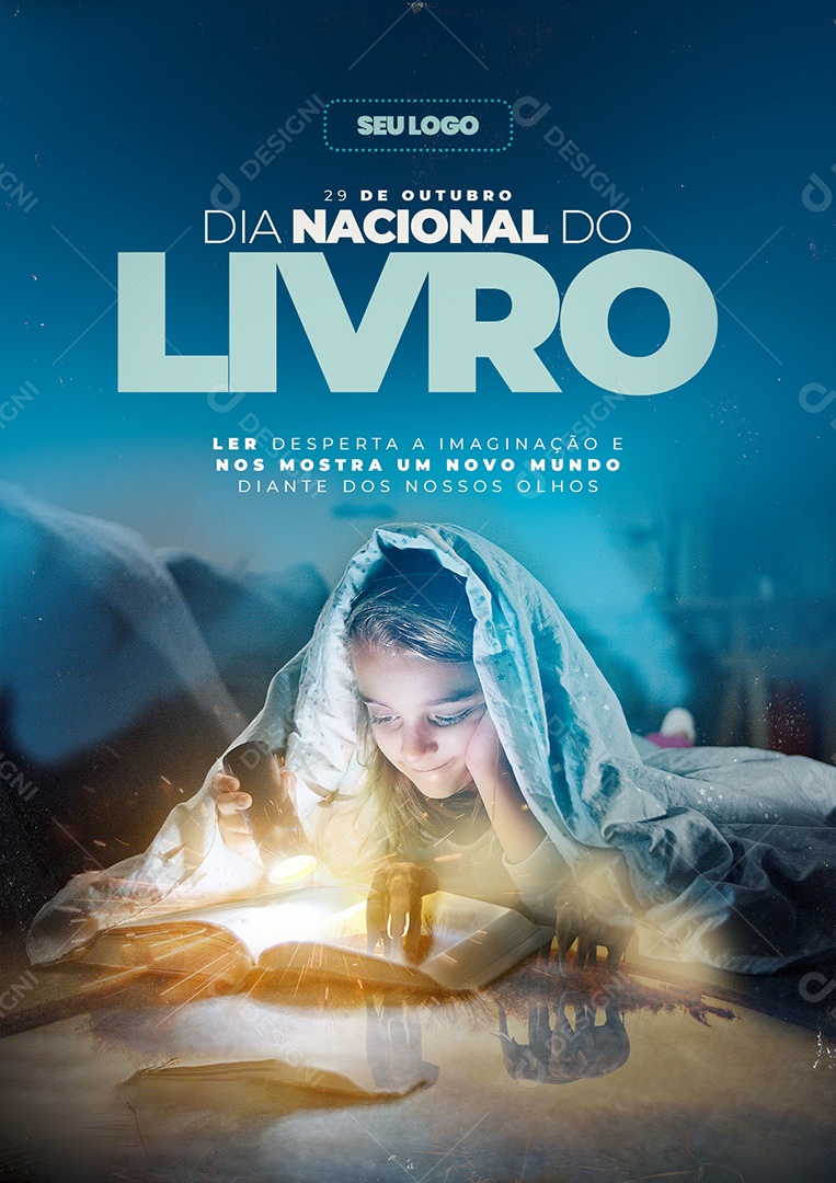 Ler Desperta a Imaginação Dia Nacional do Livro Social Media PSD Editável