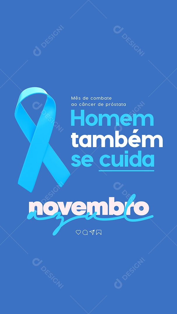 Story Homem Também Se Cuida Novembro Azul Social Media PSD Editável