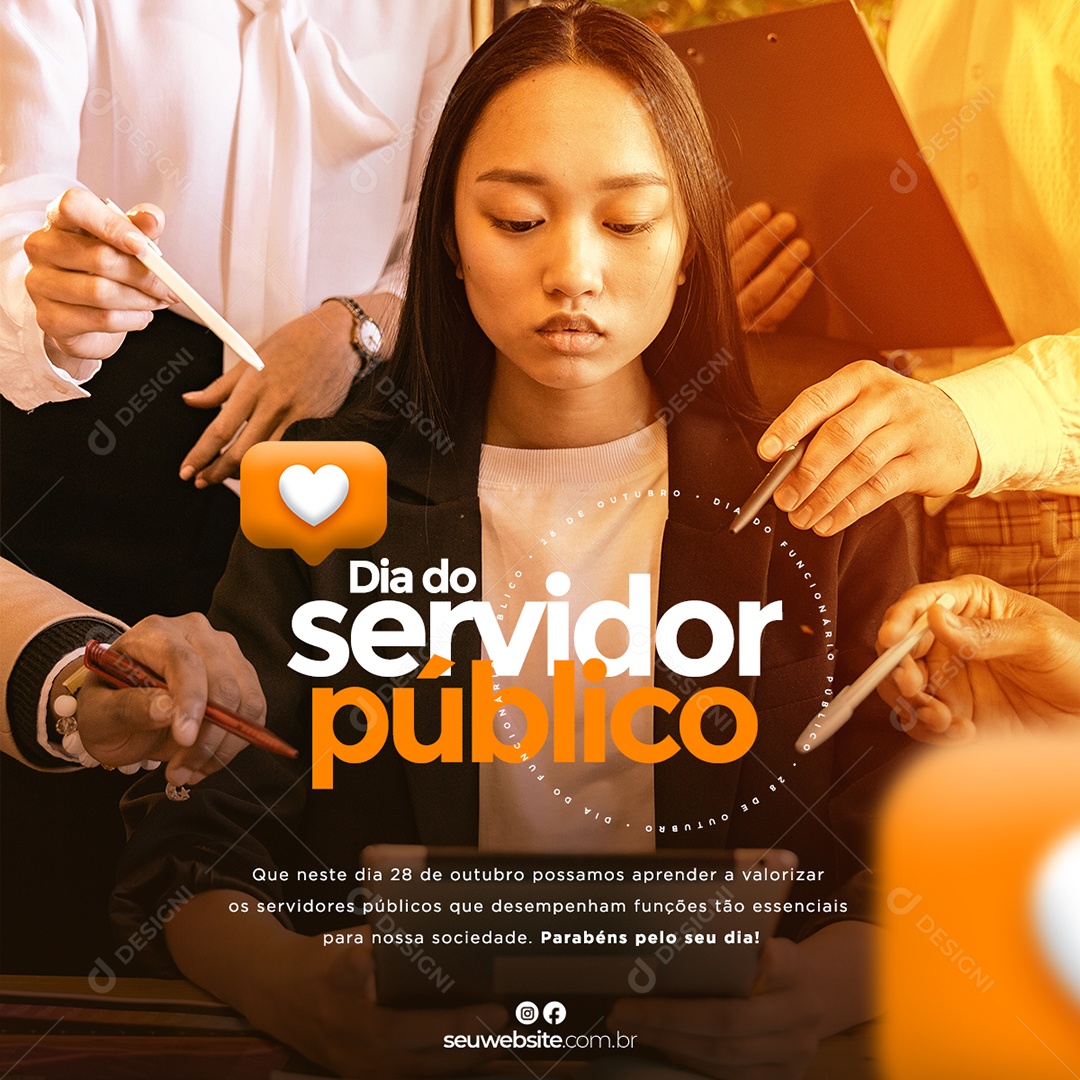 Social Media Dia do Servidor Público 28 de Outubro PSD Editável