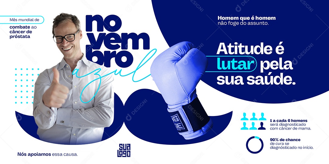 Banner Novembro Azul um toque pode salvar sua Vida Social Media PSD Editável