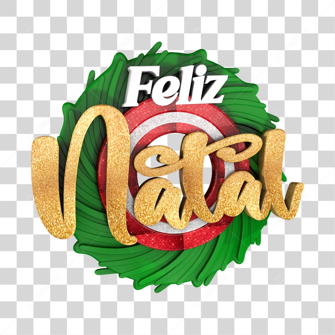 Selo 3D Feliz Natal PNG Transparente