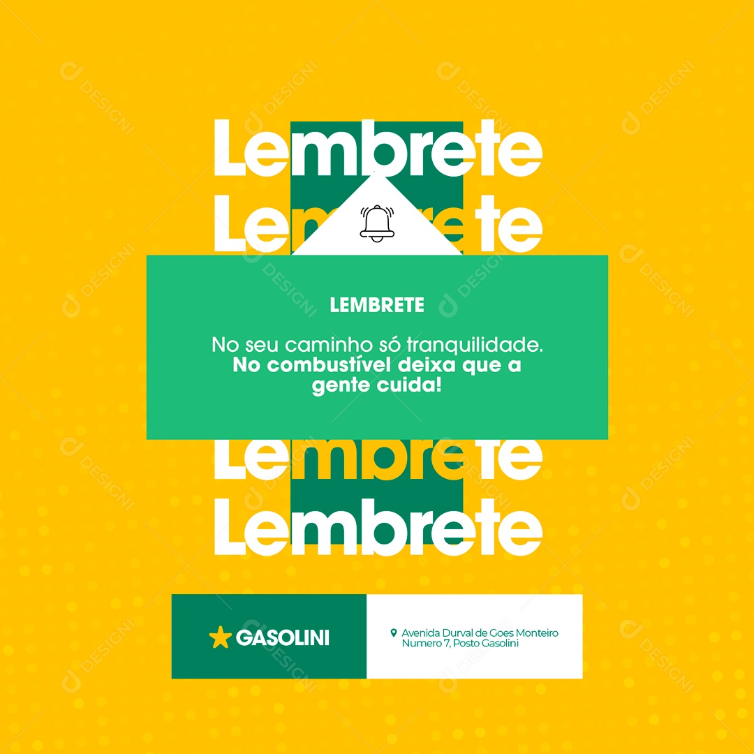 Lembrete Posto de Combustível Gasolina Social Media PSD Editável