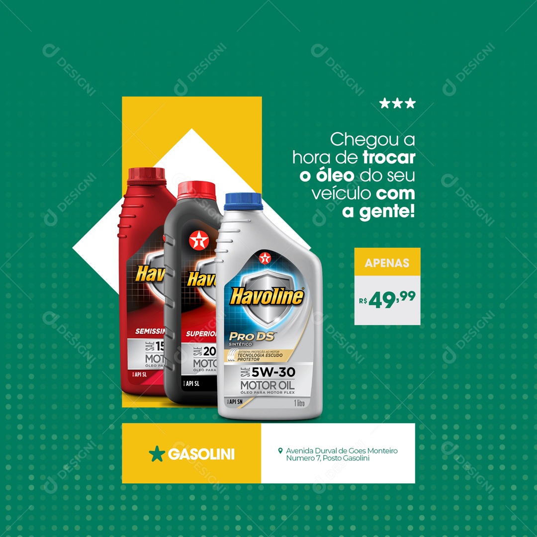 Posto de Combustível Gasolina Troa de Óleo Social Media PSD Editável