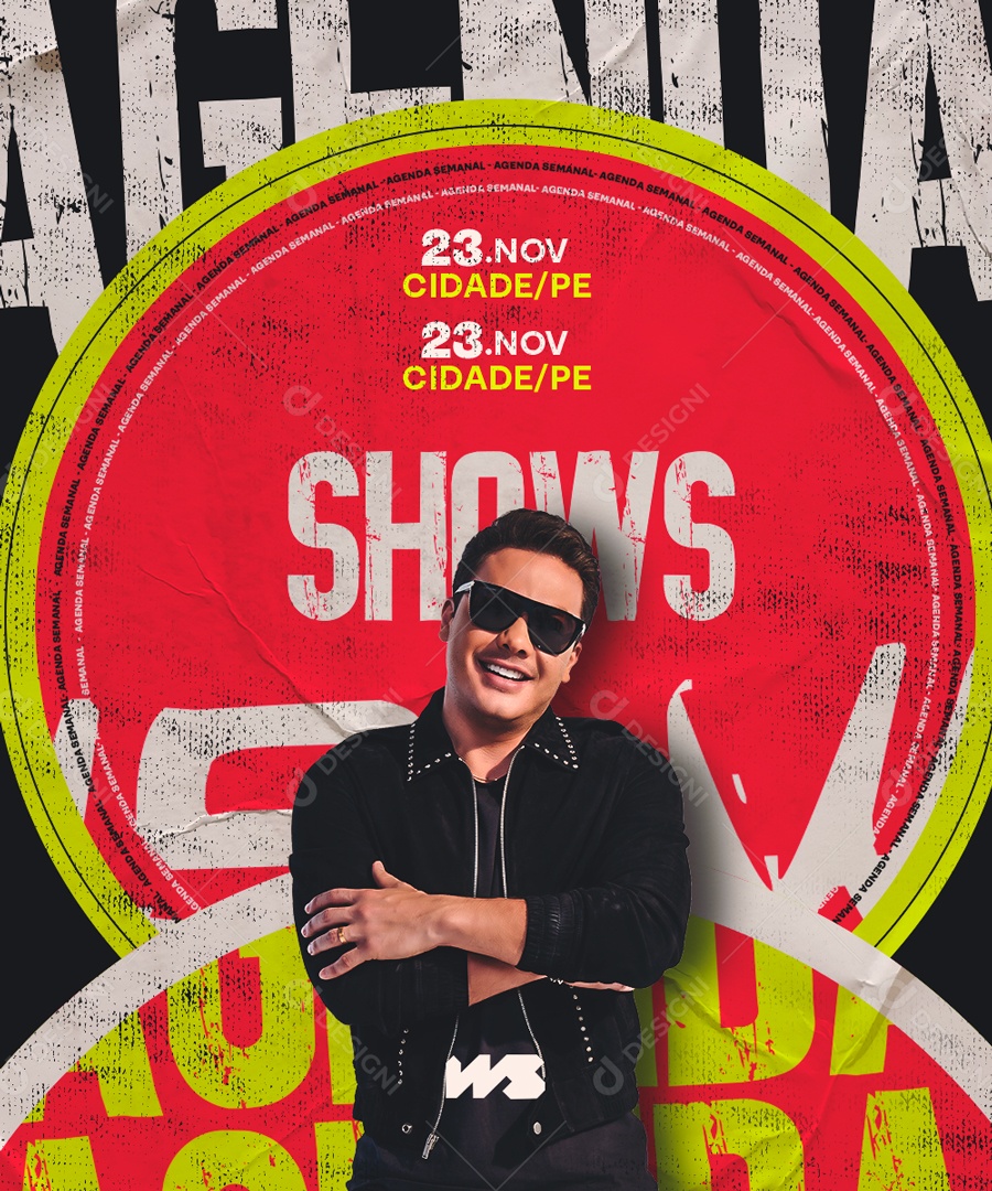 Social Media Flyer Agenda de Shows Wesley Safadão PSD Editável