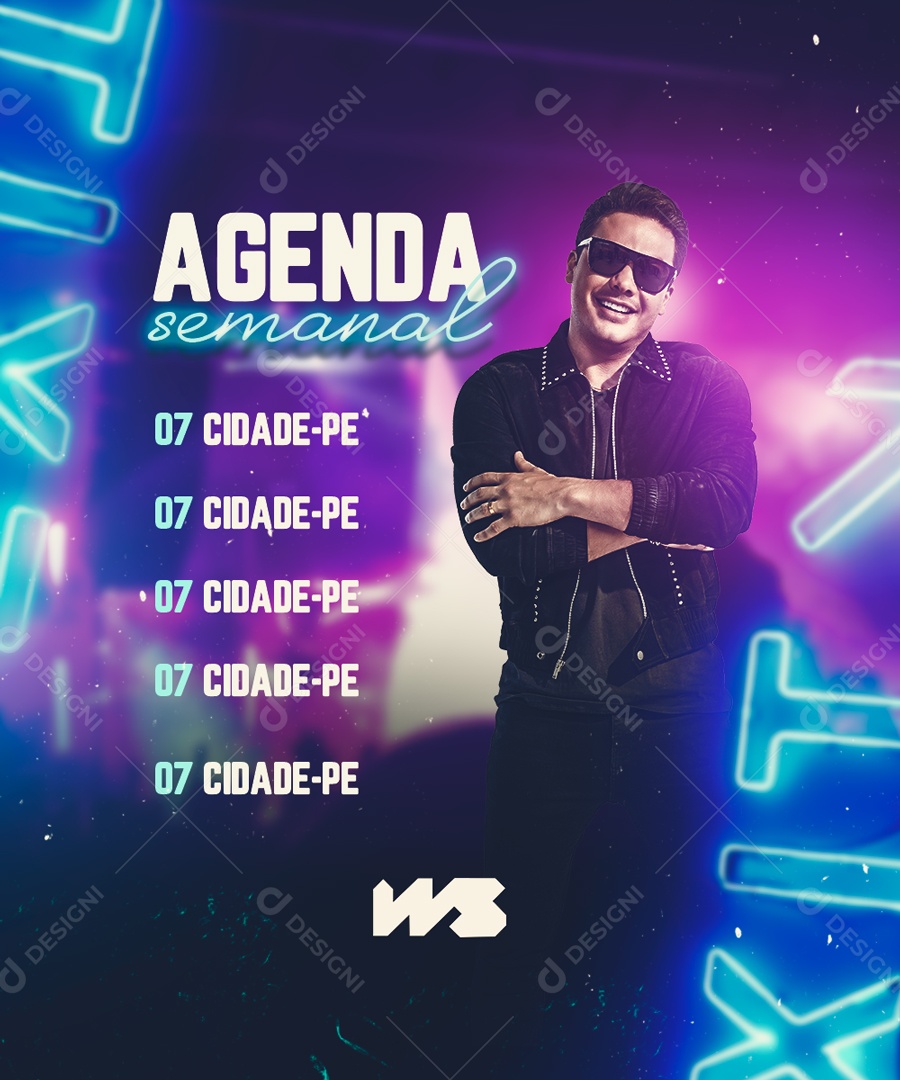 Social Media Agenda Semanal Wesley Safadão PSD Editável