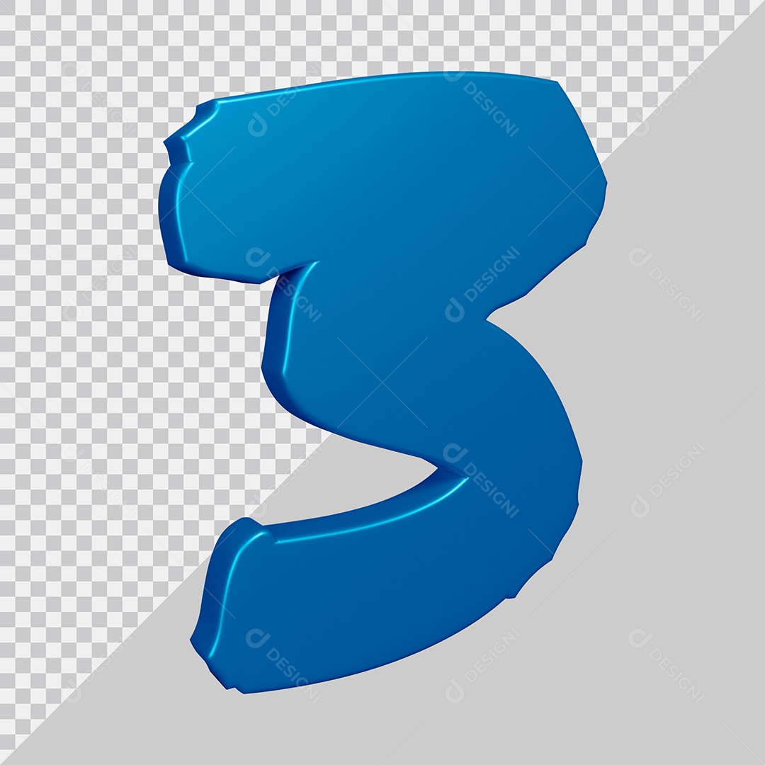 Elemento 3D Para Composição Número 3 Azul PSD