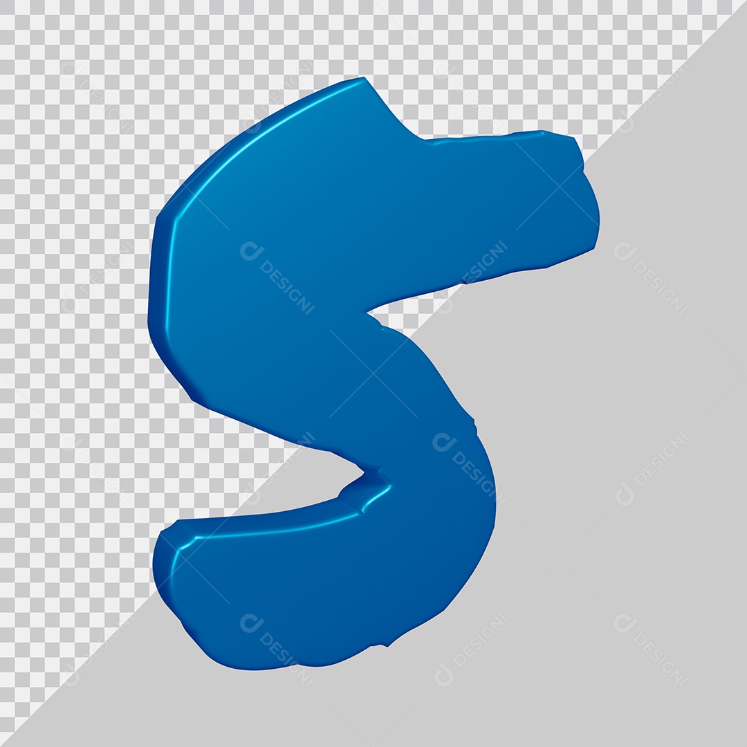 Elemento 3D Para Composição Número 5 Azul PSD