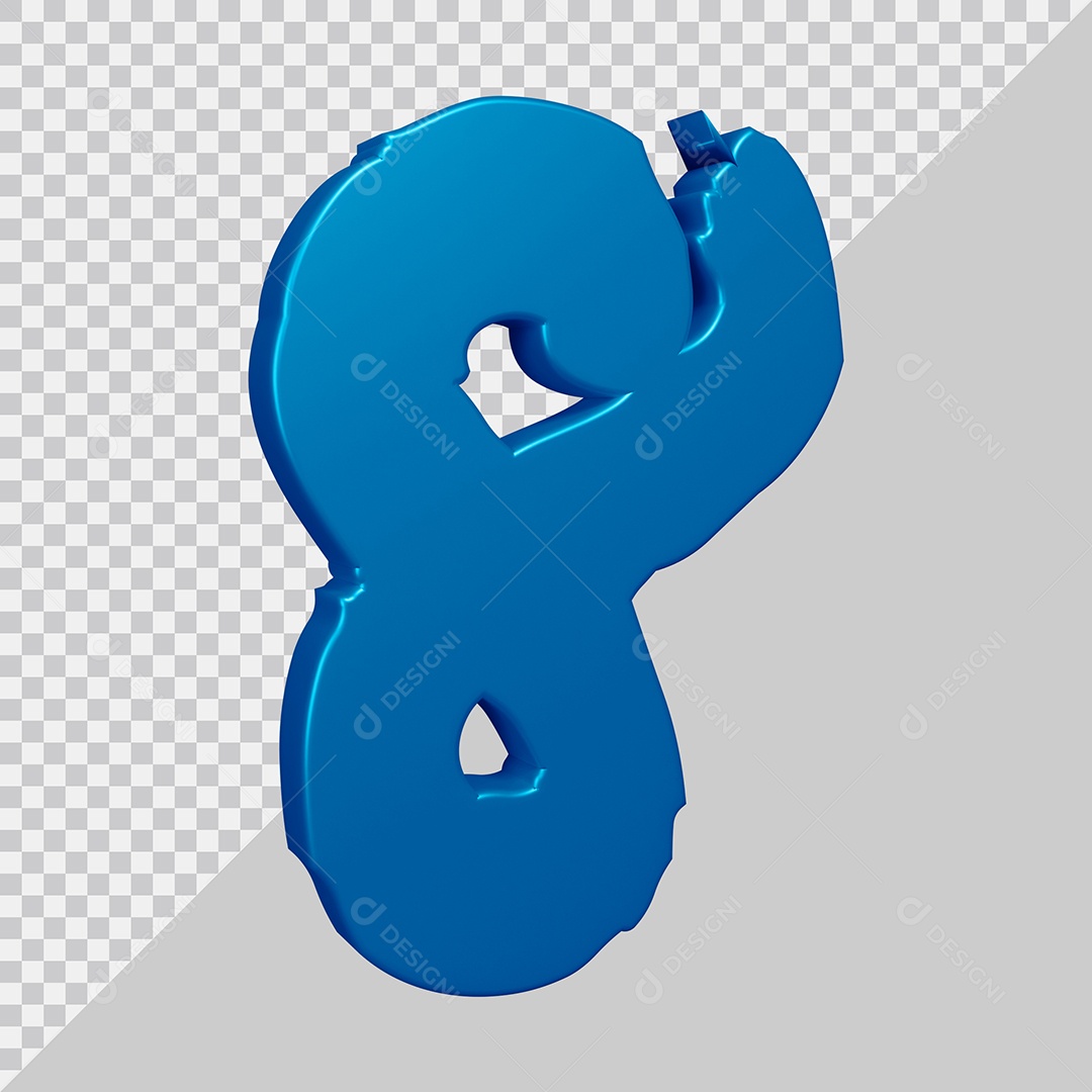 Elemento 3D Para Composição Número 8 Azul PSD