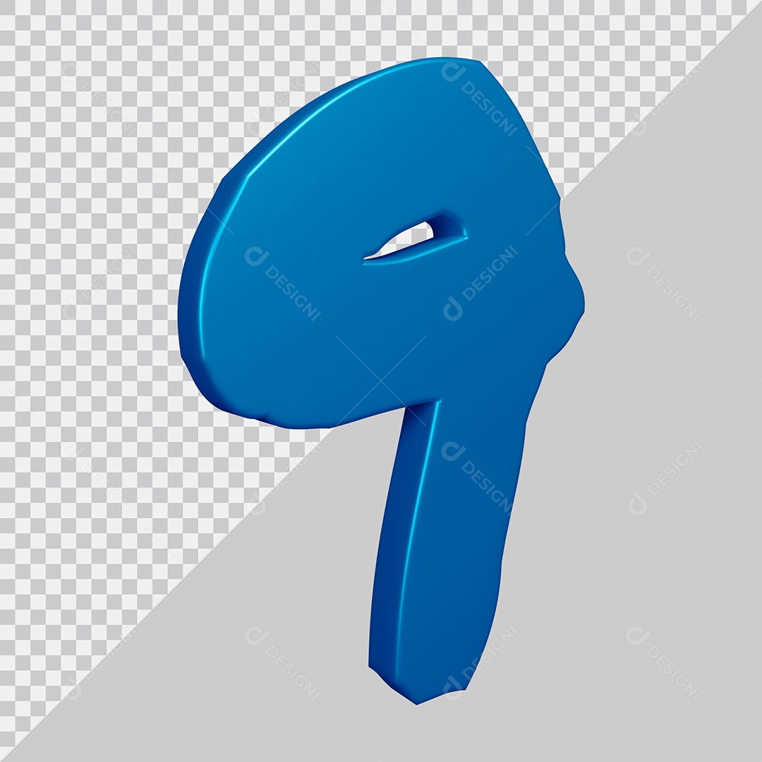 Elemento 3D Para Composição Número 9 Azul PSD
