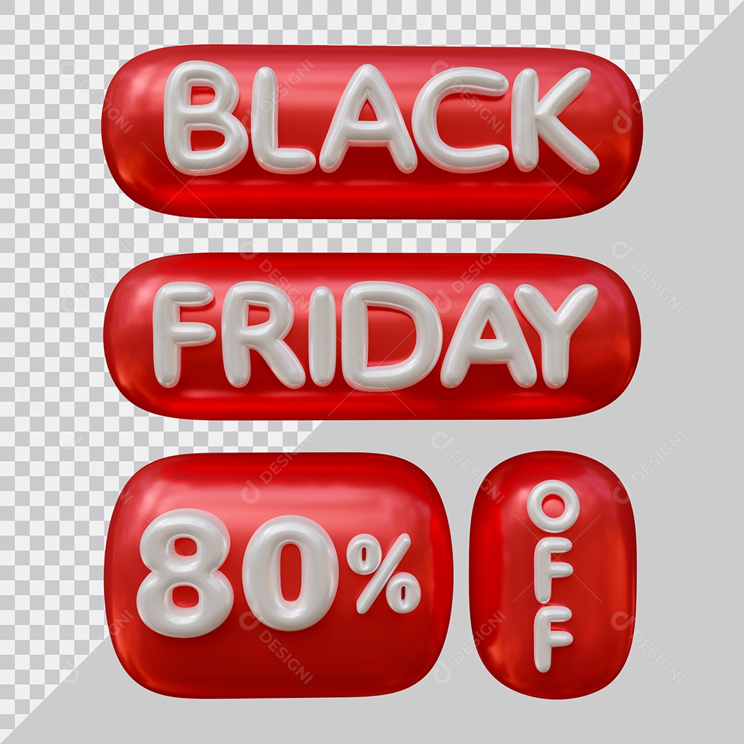 Elementos 3D Para Composição Black Friday 80% De Desconto PSD