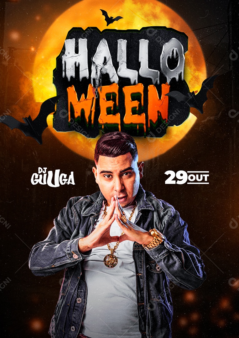 Halloween Dj Guuga Flyer Social Media PSD Editável