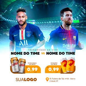 Jogo de Futebol Transmissão Ao Vivo Cerveja Itaipava Cerveja Skol Social Media PSD Editável