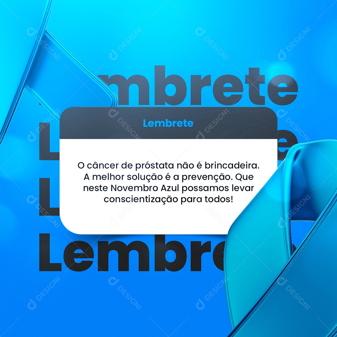 Lembrete O Câncer de Próstata Não é Brincadeira Novembro Azul Social Media PSD Editável