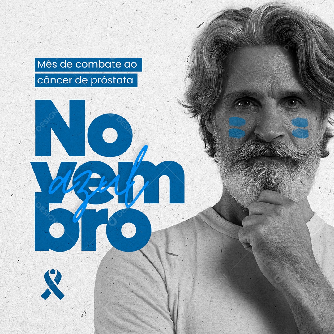 Mês de Combate ao Câncer de Próstata Novembro Azul Social Media PSD Editável
