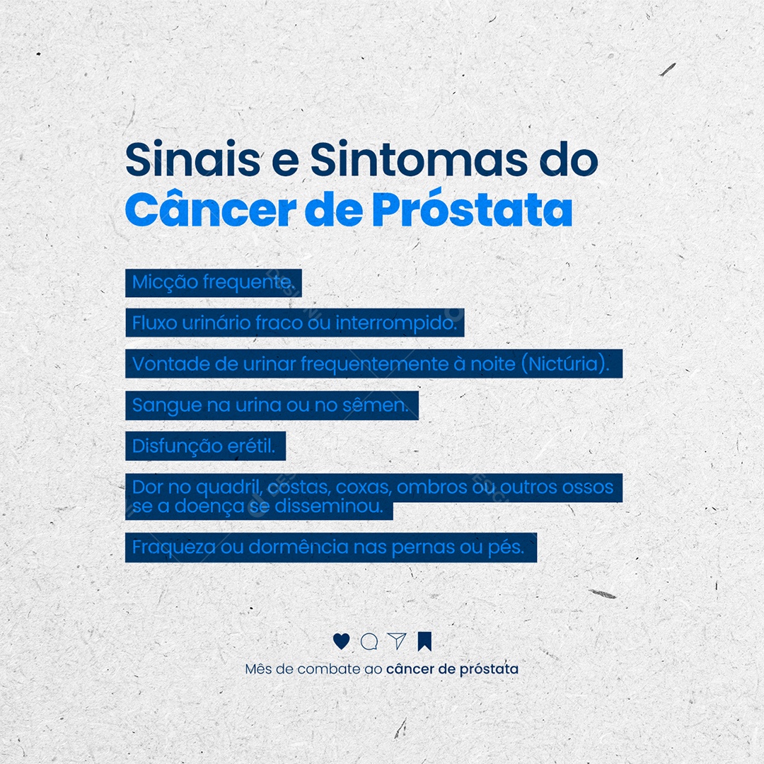 Sinais e Sintomas do Câncer de Próstata Novembro Azul Social Media PSD Editável