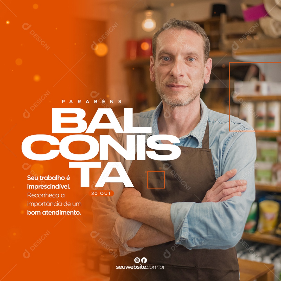 Dia do Balconista Data Comemorativa 30 De Outubro Social Media PSD Editável