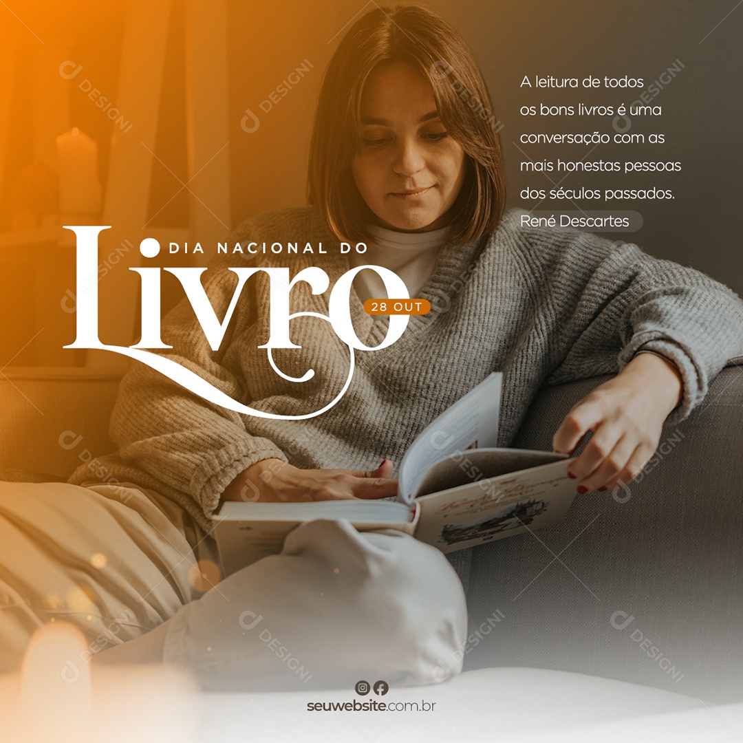 Dia Nacional Do Livro Data Comemorativa Social Media PSD Editável
