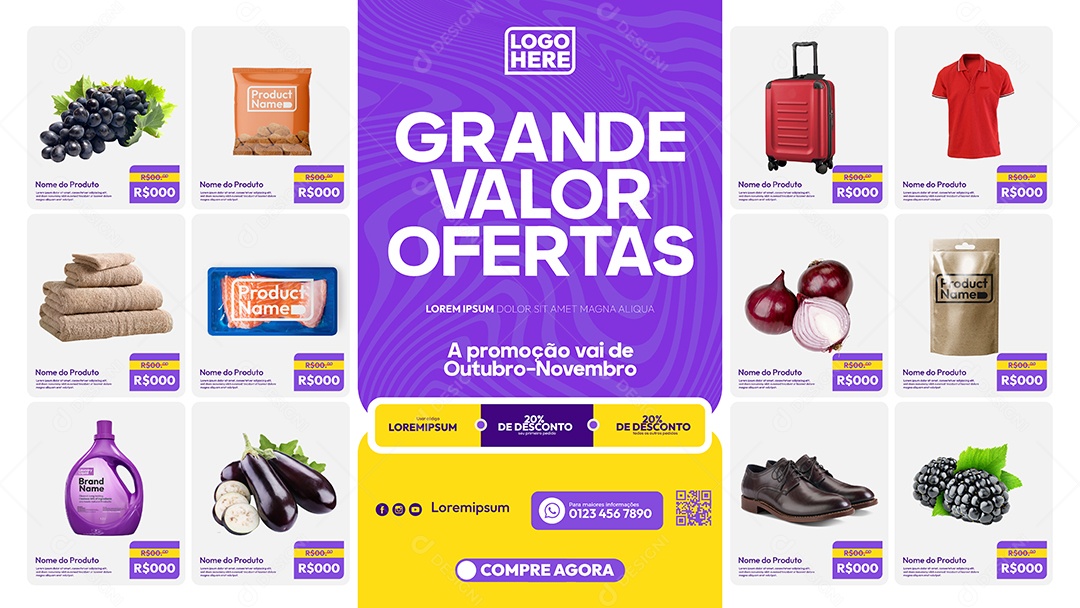 Social Media Banner Template Grande Valor Oferta EPS Editável