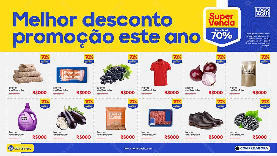 Social Media Banner Template Melhor Desconto Promoção EPS Editável