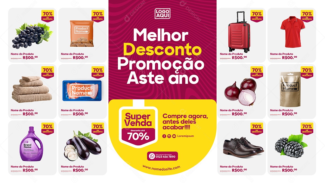 Social Media Banner Template Melhor Desconto Promoção EPS Editável